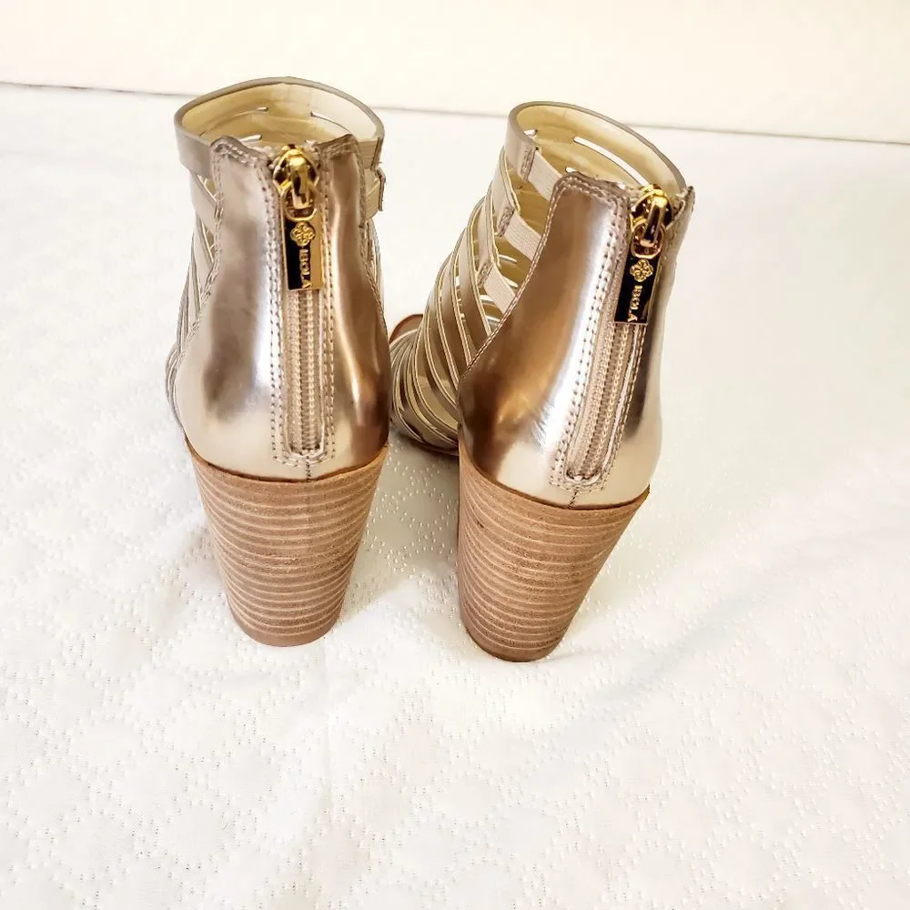 Isola Metallic Gold Caged Sandals Size 6 - Picture 6 of 11